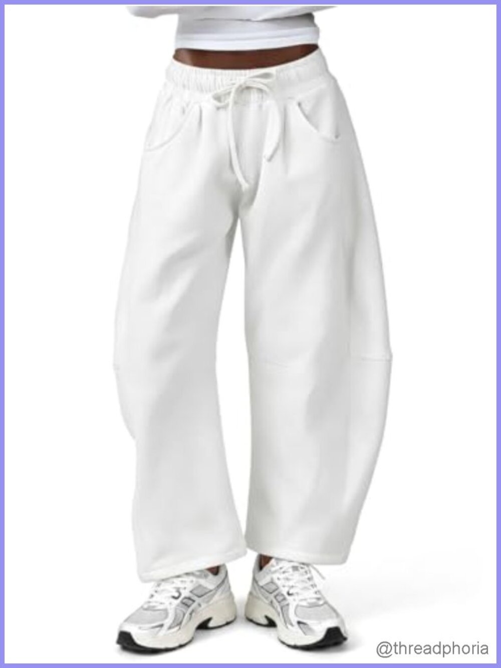 100% Cotton High Waisted Wide Leg Barrel Sweatpants with Pockets